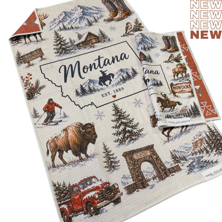 Montana Winter | Waffle Weave Microfiber Towels Kitchen & Bath