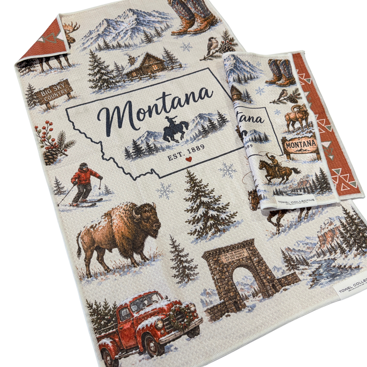 Montana Winter | Waffle Weave Microfiber Towels Kitchen & Bath