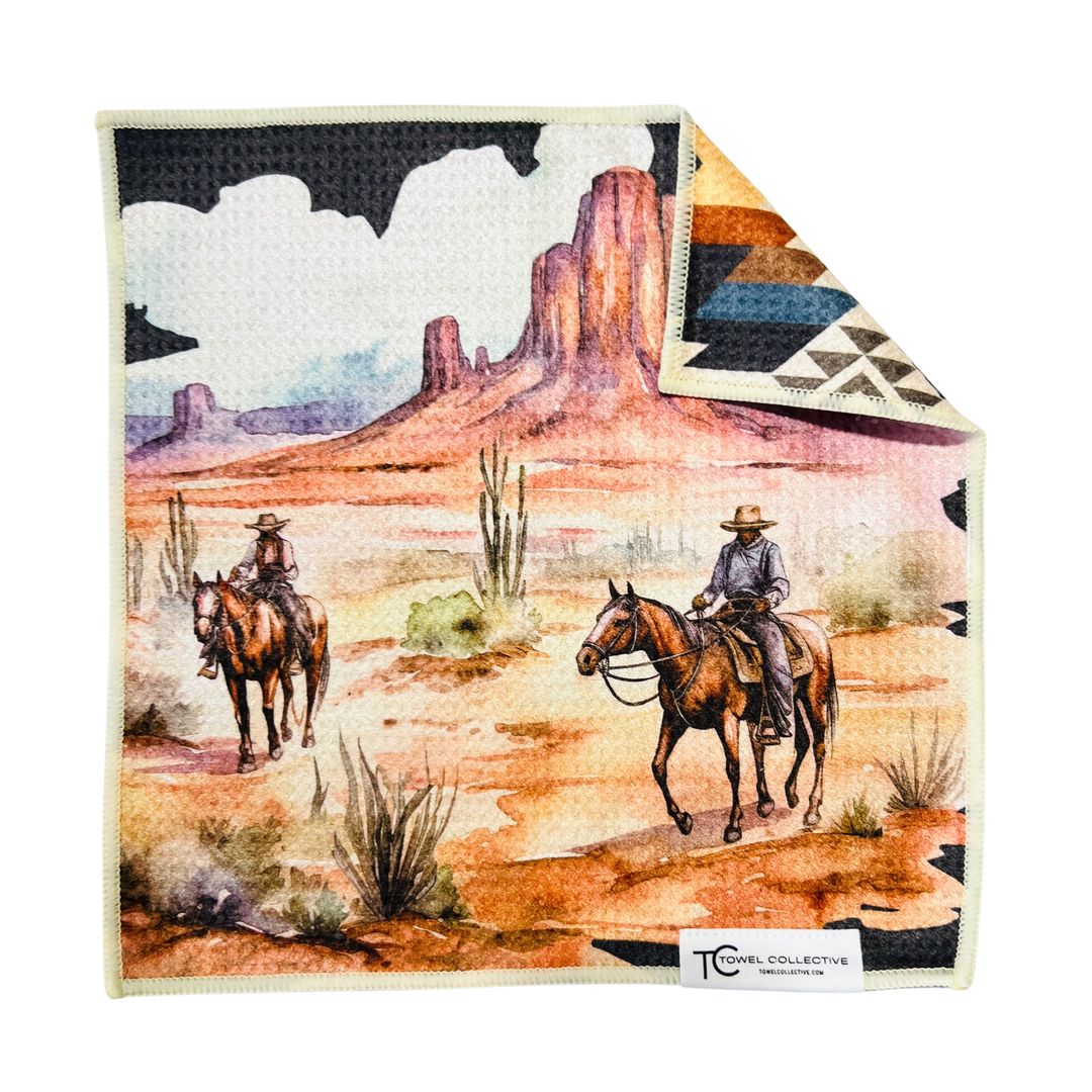Desert Rider | Waffle Weave Microfiber Towels Kitchen & Bath Hand Towels Reversible Hand Towel | Towel Collective | Cody, WY