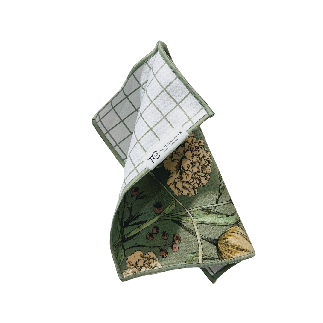 Apothecary Floral | Waffle Weave Microfiber Towels Kitchen & Bath Reversible Hand Towel | Towel Collective | Cody, WY