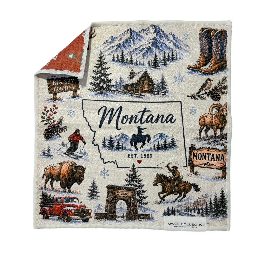 Montana Winter | Waffle Weave Microfiber Towels Kitchen & Bath