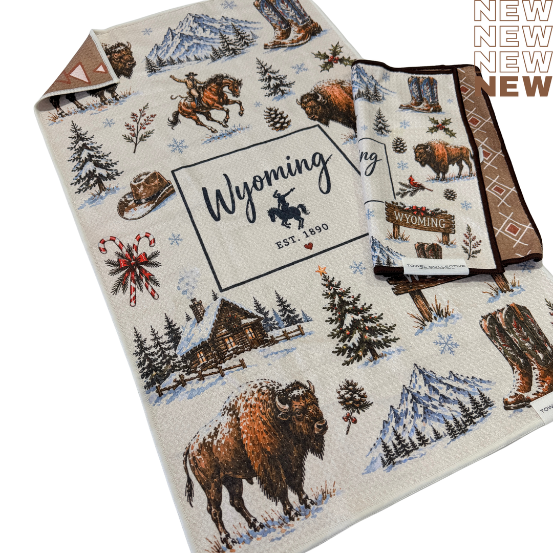 Wyoming Winter | Waffle Weave Microfiber Towels Kitchen & Bath