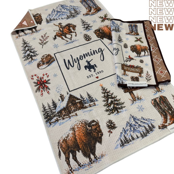 Wyoming Winter | Waffle Weave Microfiber Towels Kitchen & Bath