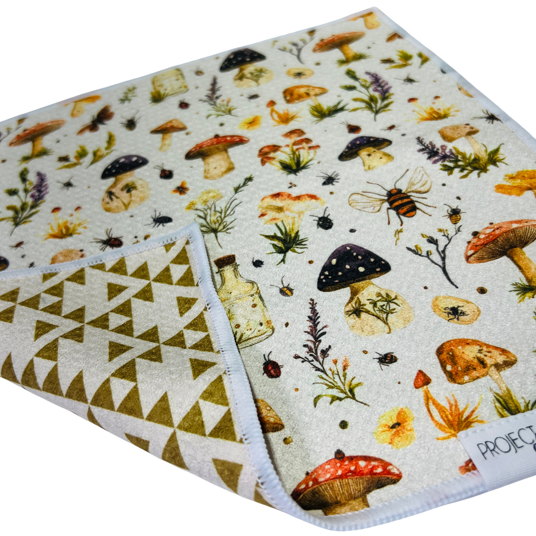 Shroomville | Waffle Weave Microfiber Towels Kitchen & Bath Hand Towels Reversible Hand Towel | Towel Collective | Cody, WY