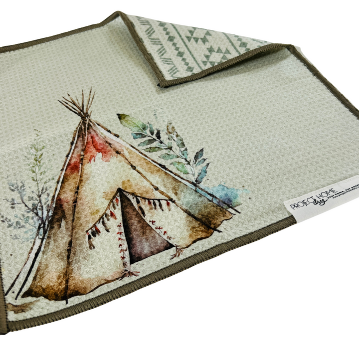 Teepee Time | Waffle Weave Microfiber Towels Kitchen & Bath Hand Towels Reversible Hand Towel | Towel Collective | Cody, WY
