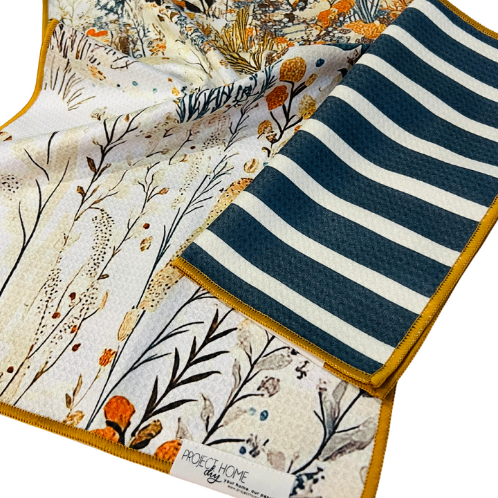 Seaweed Stripe | Waffle Weave Microfiber Towels Kitchen & Bath Hand Towels Reversible Hand Towel | Towel Collective | Cody, WY