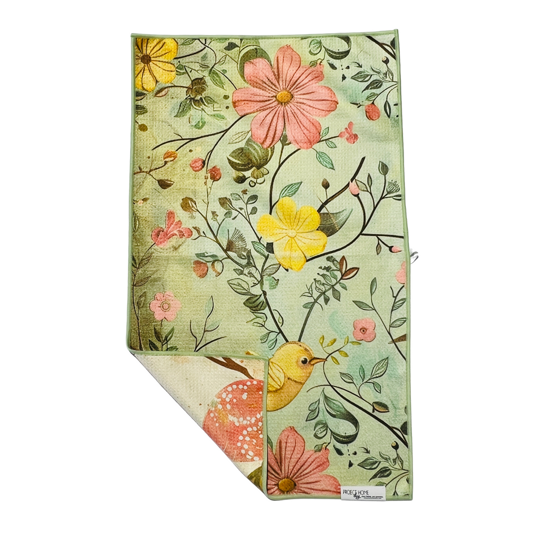 Springtime Birds | Waffle Weave Microfiber Towels Kitchen & Bath Hand Towels Reversible Hand Towel | Towel Collective | Cody, WY