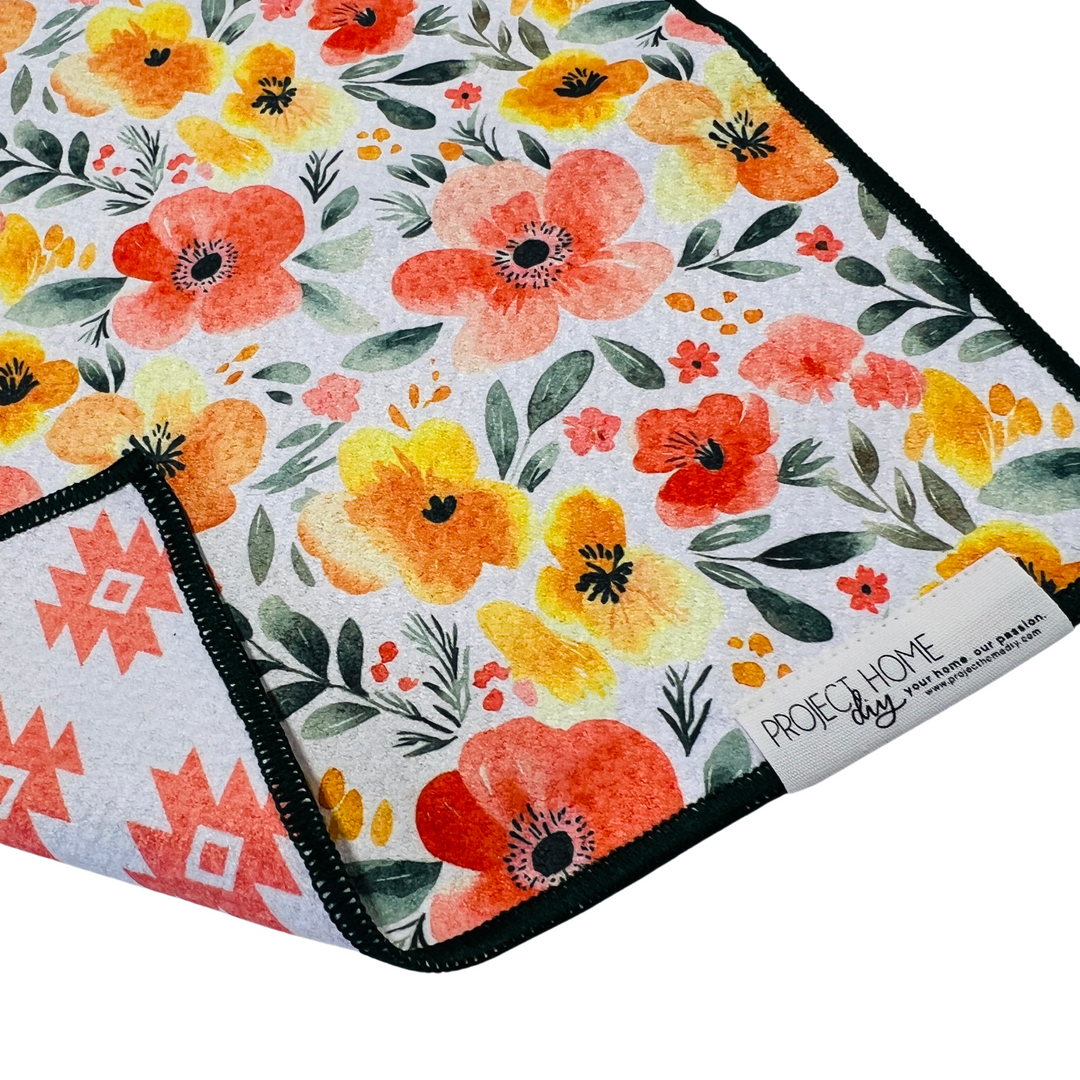 Floral Tribe | Waffle Weave Microfiber Towels Kitchen & Bath Hand Towels Reversible Hand Towel | Towel Collective | Cody, WY