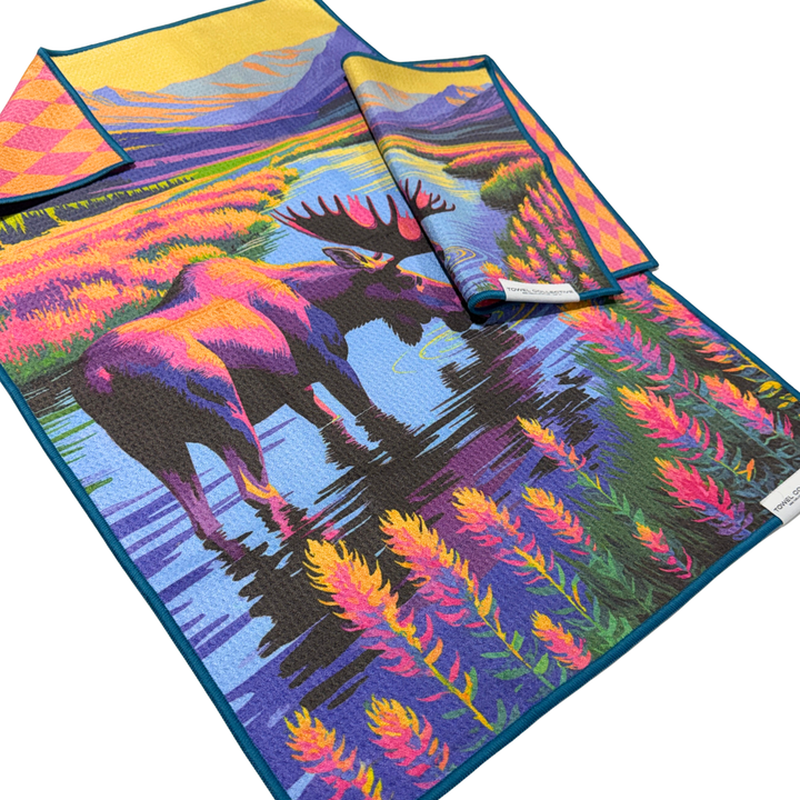 Wildlight Moose | Waffle Weave Microfiber Towels Kitchen & Bath