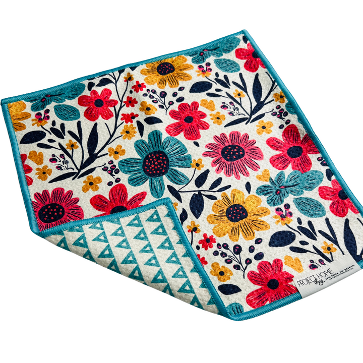 Aqua Bloom | Reversible Towel Hand Towels Reversible Hand Towel | Towel Collective | Cody, WY
