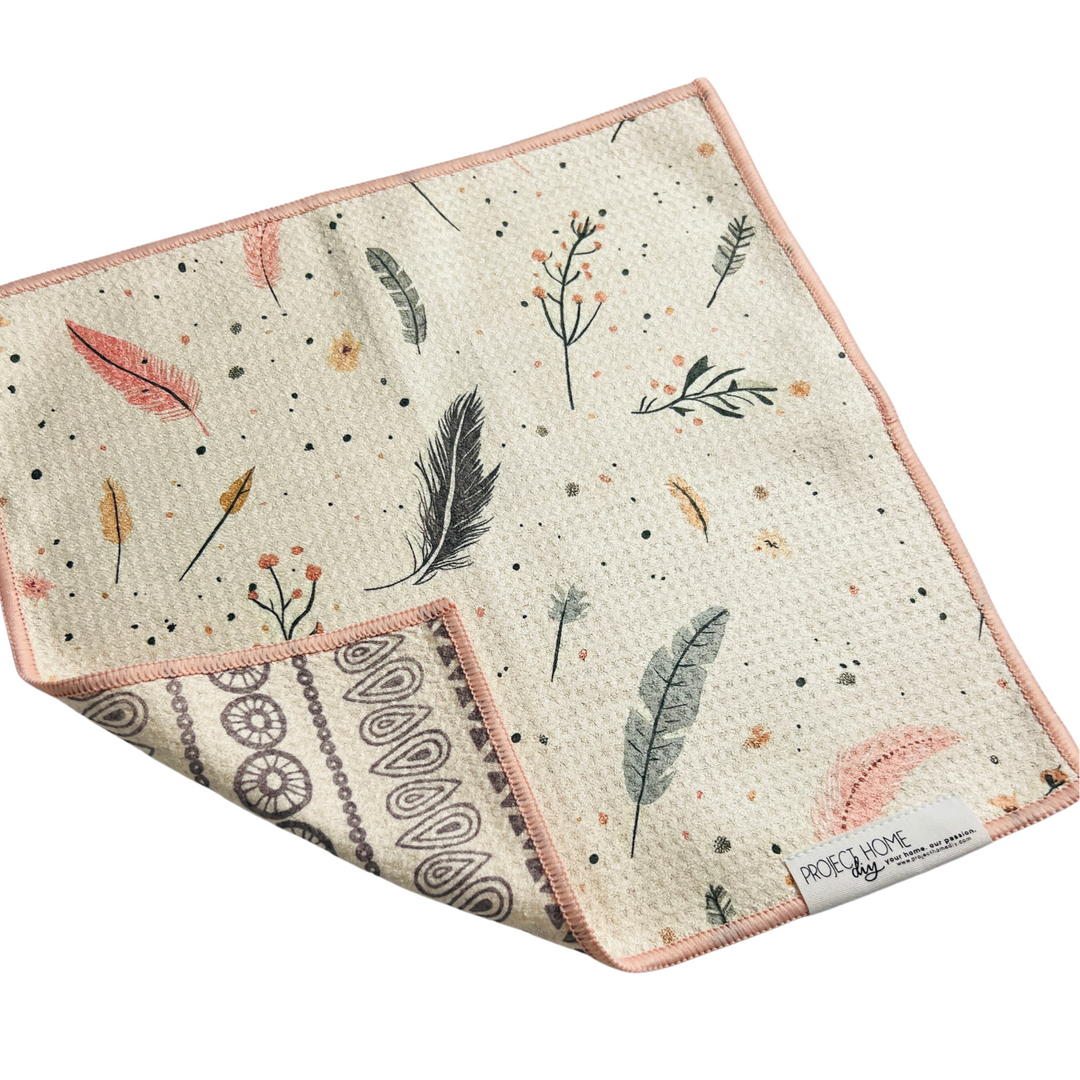 Boho Feather | Waffle Weave Microfiber Towels Kitchen & Bath Hand Towels Reversible Hand Towel | Towel Collective | Cody, WY