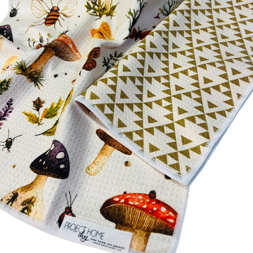 Shroomville | Waffle Weave Microfiber Towels Kitchen & Bath Hand Towels Reversible Hand Towel | Towel Collective | Cody, WY