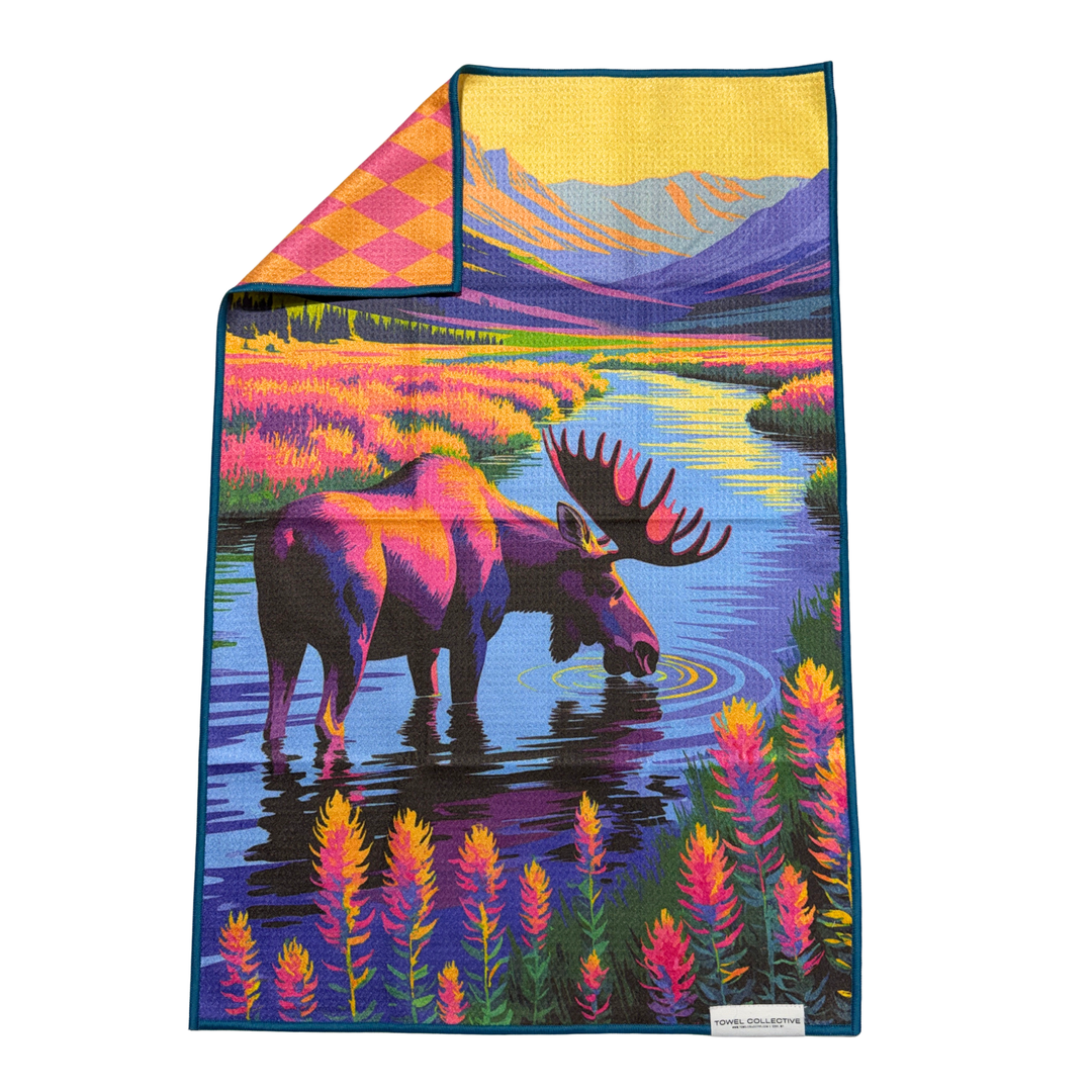 Wildlight Moose | Waffle Weave Microfiber Towels Kitchen & Bath