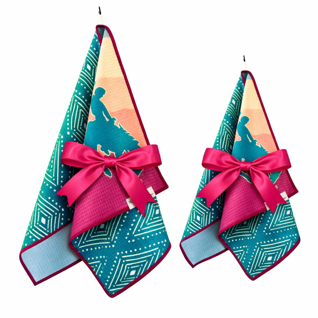 Summer Wyoming Cowboy Gift Set | Hand Towel/Washcloth Reversible Hand Towel | Towel Collective | Cody, WY