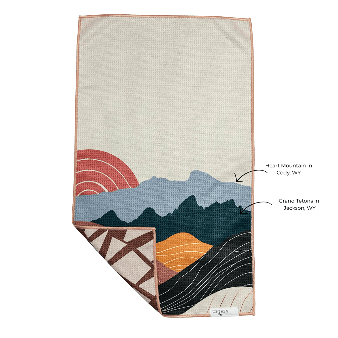 Wyoming Sunrise | Waffle Weave Microfiber Towels Kitchen & Bath Hand Towels Reversible Hand Towel | Towel Collective | Cody, WY