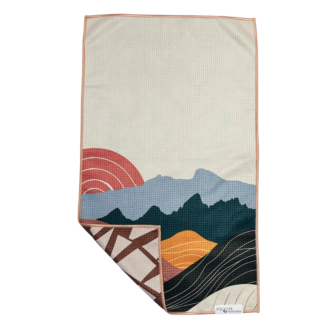 Wyoming Sunrise | Waffle Weave Microfiber Towels Kitchen & Bath Hand Towels Reversible Hand Towel | Towel Collective | Cody, WY