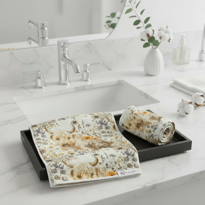 Highland Fall | Waffle Weave Microfiber Towels Kitchen & Bath Hand Towels Reversible Hand Towel | Towel Collective | Cody, WY