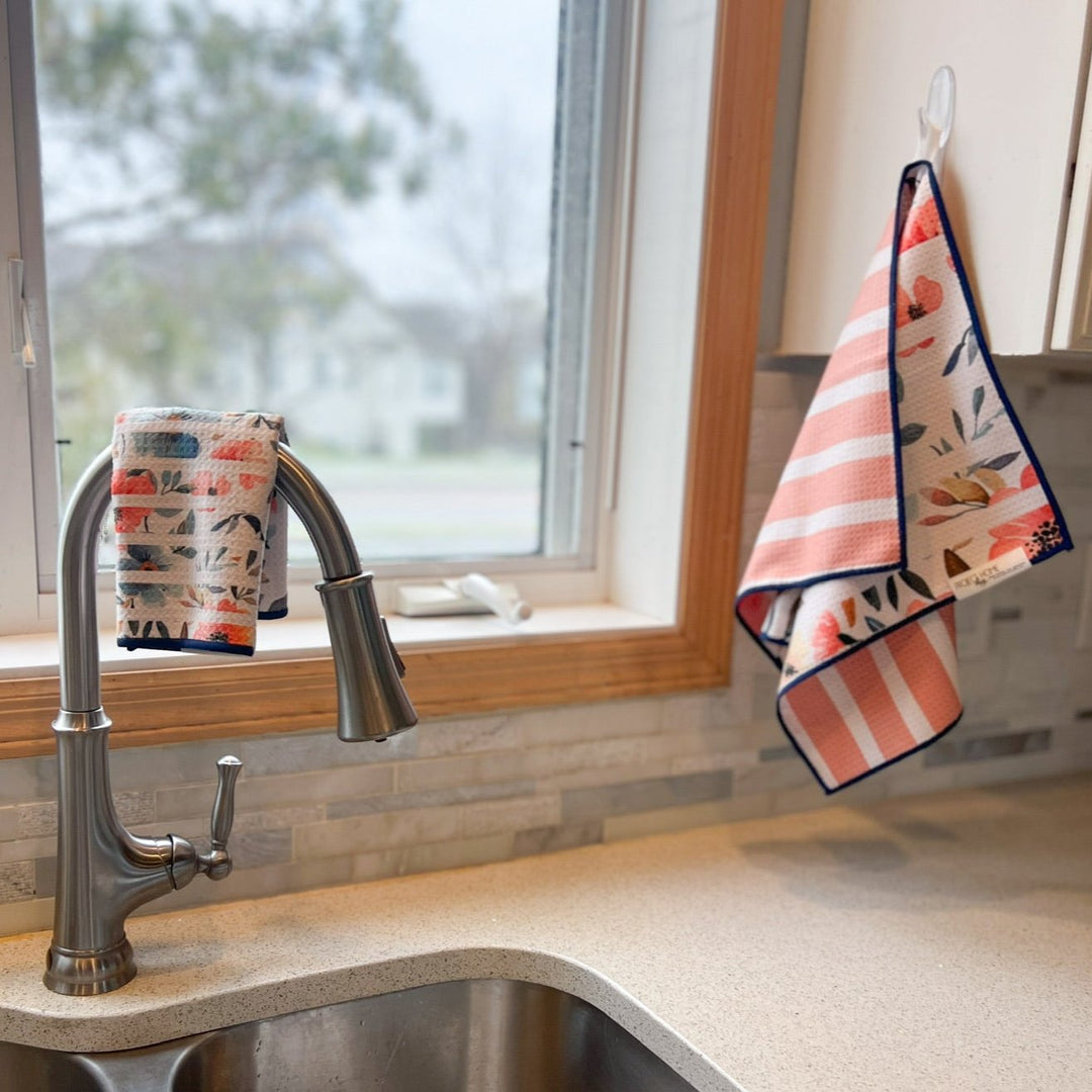 Striped Flower | Waffle Weave Microfiber Towels Kitchen & Bath Hand Towels Reversible Hand Towel | Towel Collective | Cody, WY