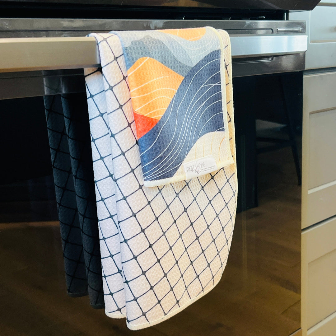 Mountain Sunset | Waffle Weave Microfiber Towels Kitchen & Bath Hand Towels Reversible Hand Towel | Towel Collective | Cody, WY