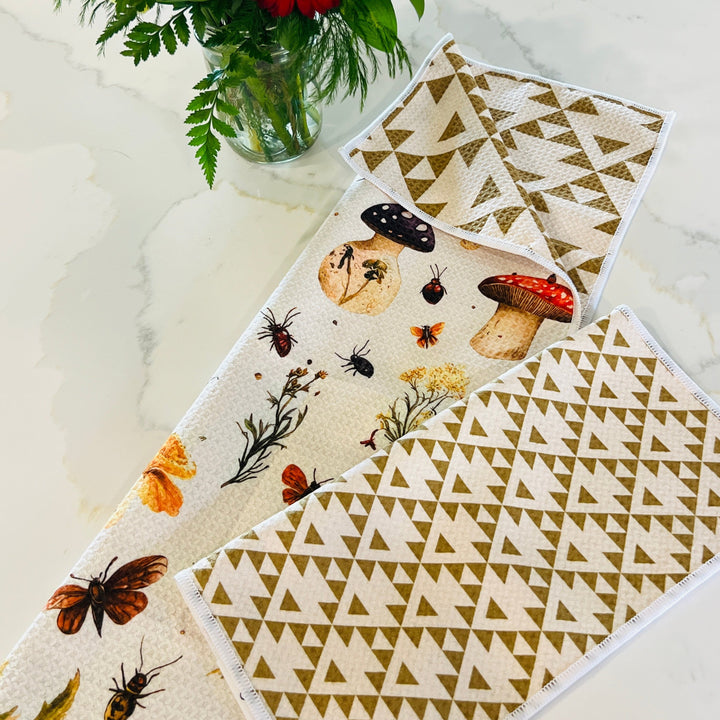 Shroomville | Waffle Weave Microfiber Towels Kitchen & Bath Hand Towels Reversible Hand Towel | Towel Collective | Cody, WY