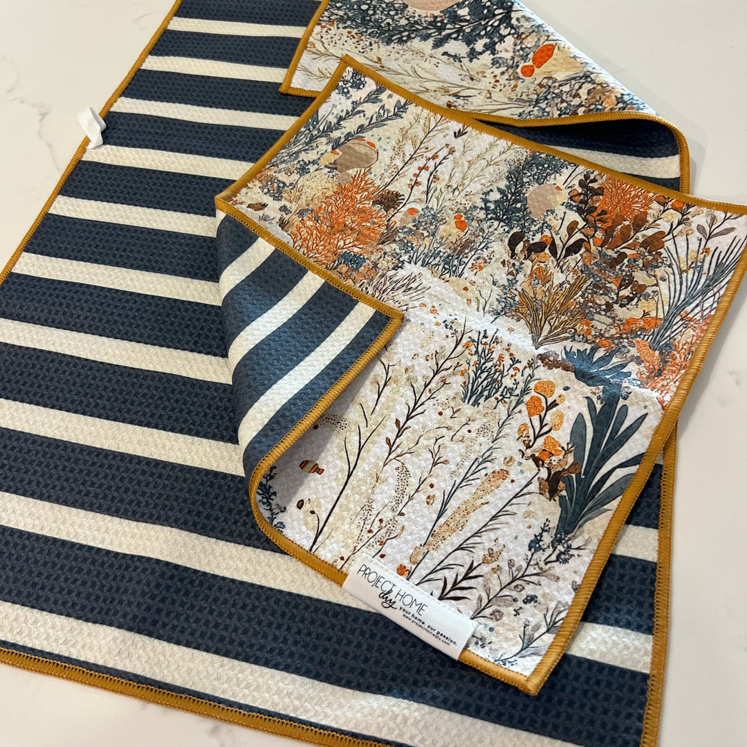 Seaweed Stripe | Waffle Weave Microfiber Towels Kitchen & Bath Hand Towels Reversible Hand Towel | Towel Collective | Cody, WY