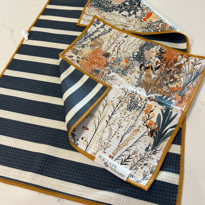 Seaweed Stripe | Waffle Weave Microfiber Towels Kitchen & Bath Hand Towels Reversible Hand Towel | Towel Collective | Cody, WY