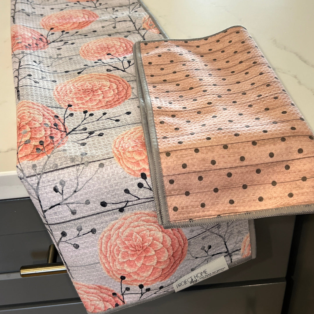 Peony Petals | Waffle Weave Microfiber Towels Kitchen & Bath Hand Towels Reversible Hand Towel | Towel Collective | Cody, WY
