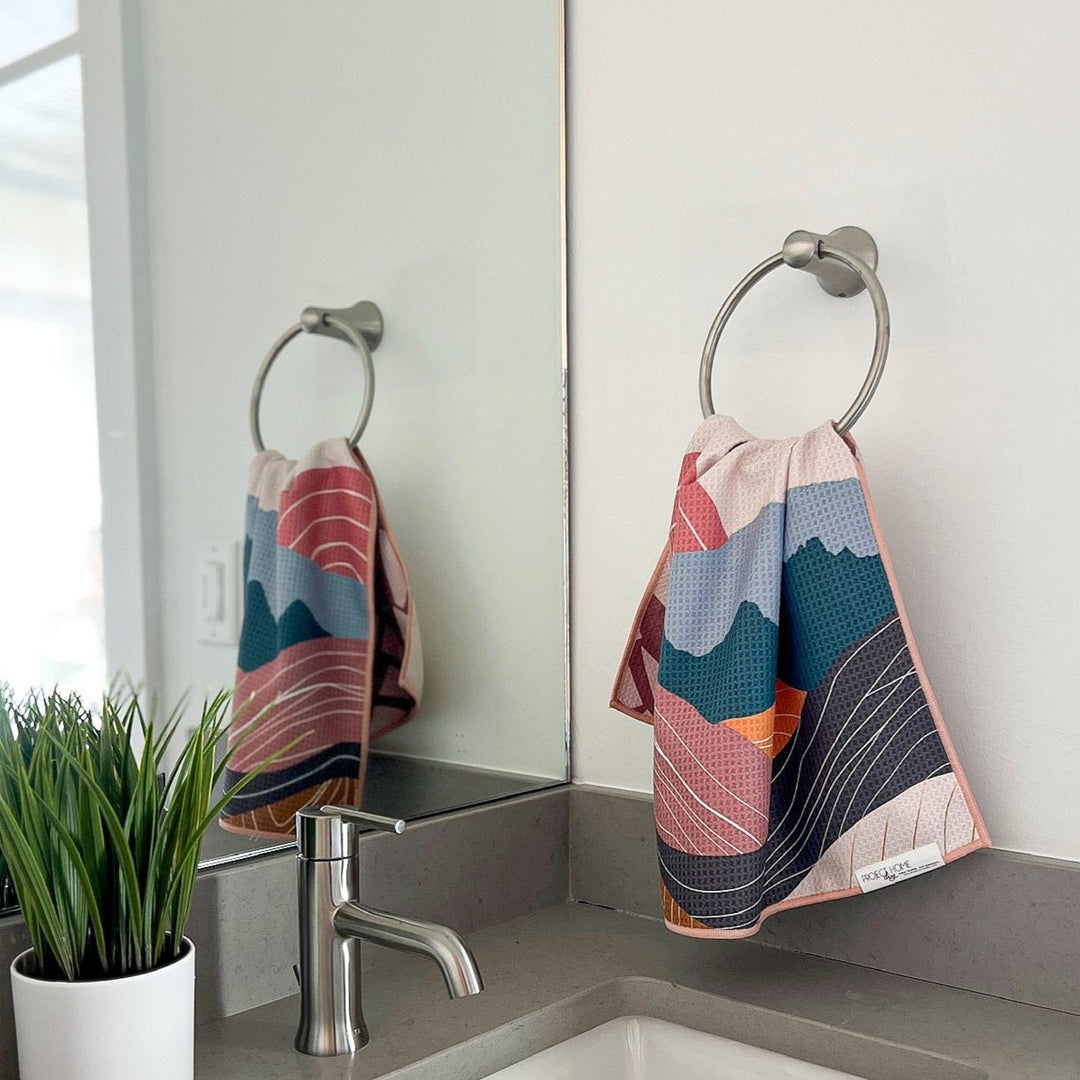 Wyoming Sunrise | Waffle Weave Microfiber Towels Kitchen & Bath Hand Towels Reversible Hand Towel | Towel Collective | Cody, WY