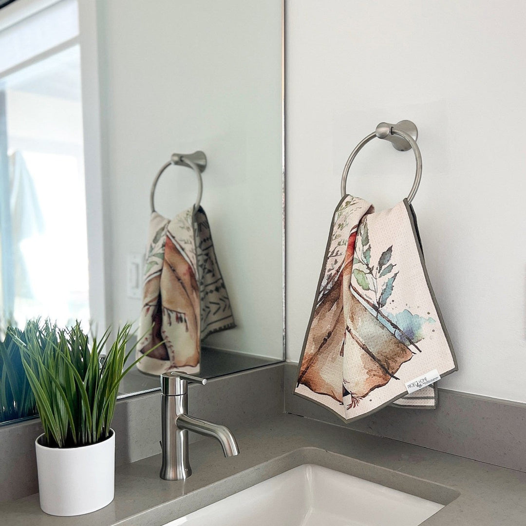 Teepee Time | Waffle Weave Microfiber Towels Kitchen & Bath Hand Towels Reversible Hand Towel | Towel Collective | Cody, WY