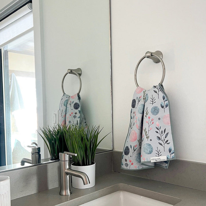 Winter Bloom | Waffle Weave Microfiber Towels Kitchen & Bath Hand Towels Reversible Hand Towel | Towel Collective | Cody, WY