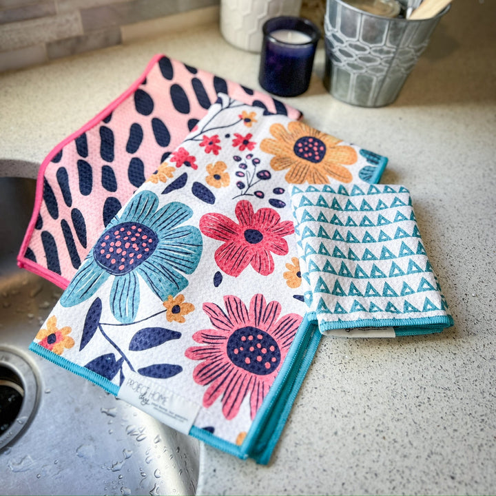 Aqua Bloom | Reversible Towel Hand Towels Reversible Hand Towel | Towel Collective | Cody, WY