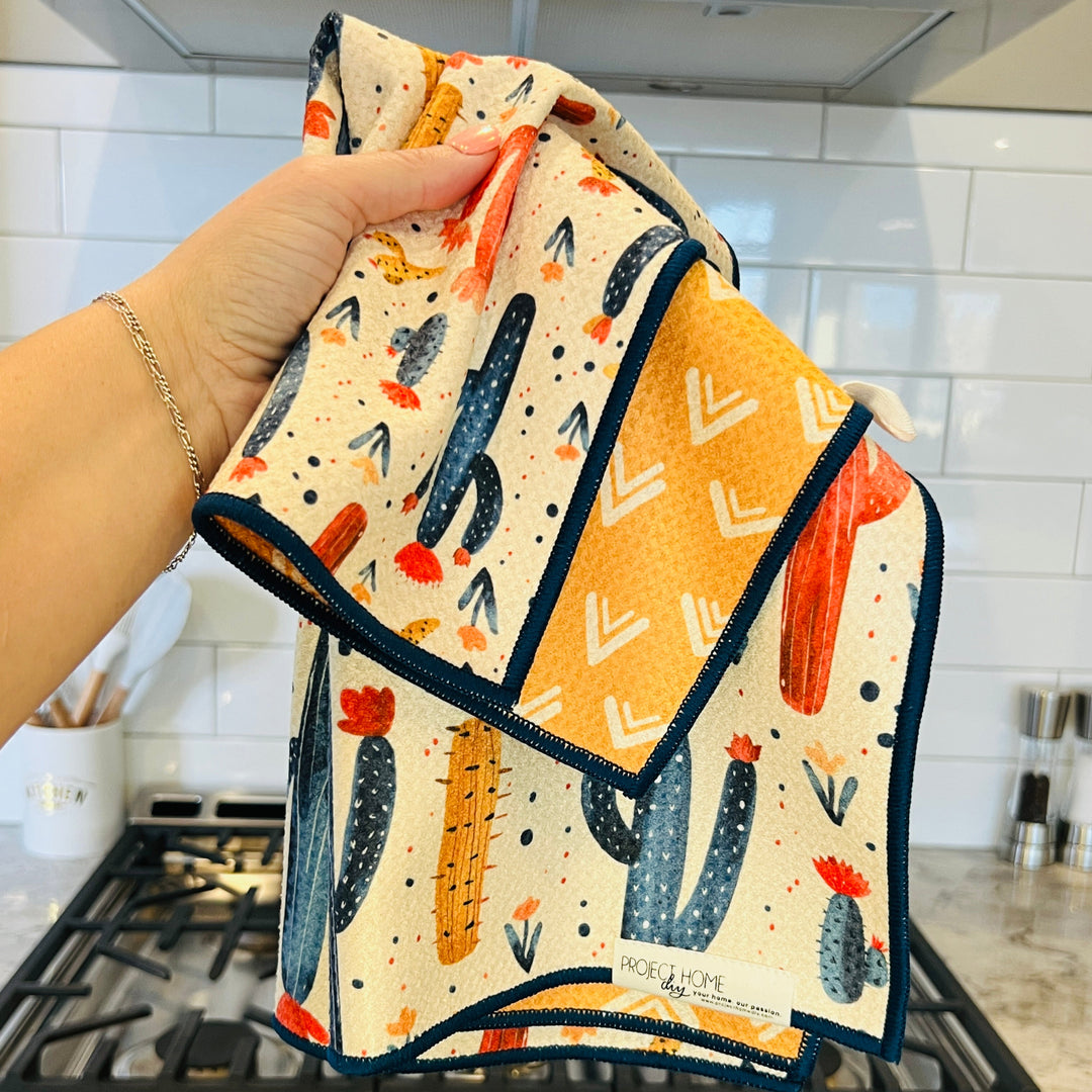 Cactus Sunshine | Waffle Weave Microfiber Towels Kitchen & Bath Hand Towels Reversible Hand Towel | Towel Collective | Cody, WY