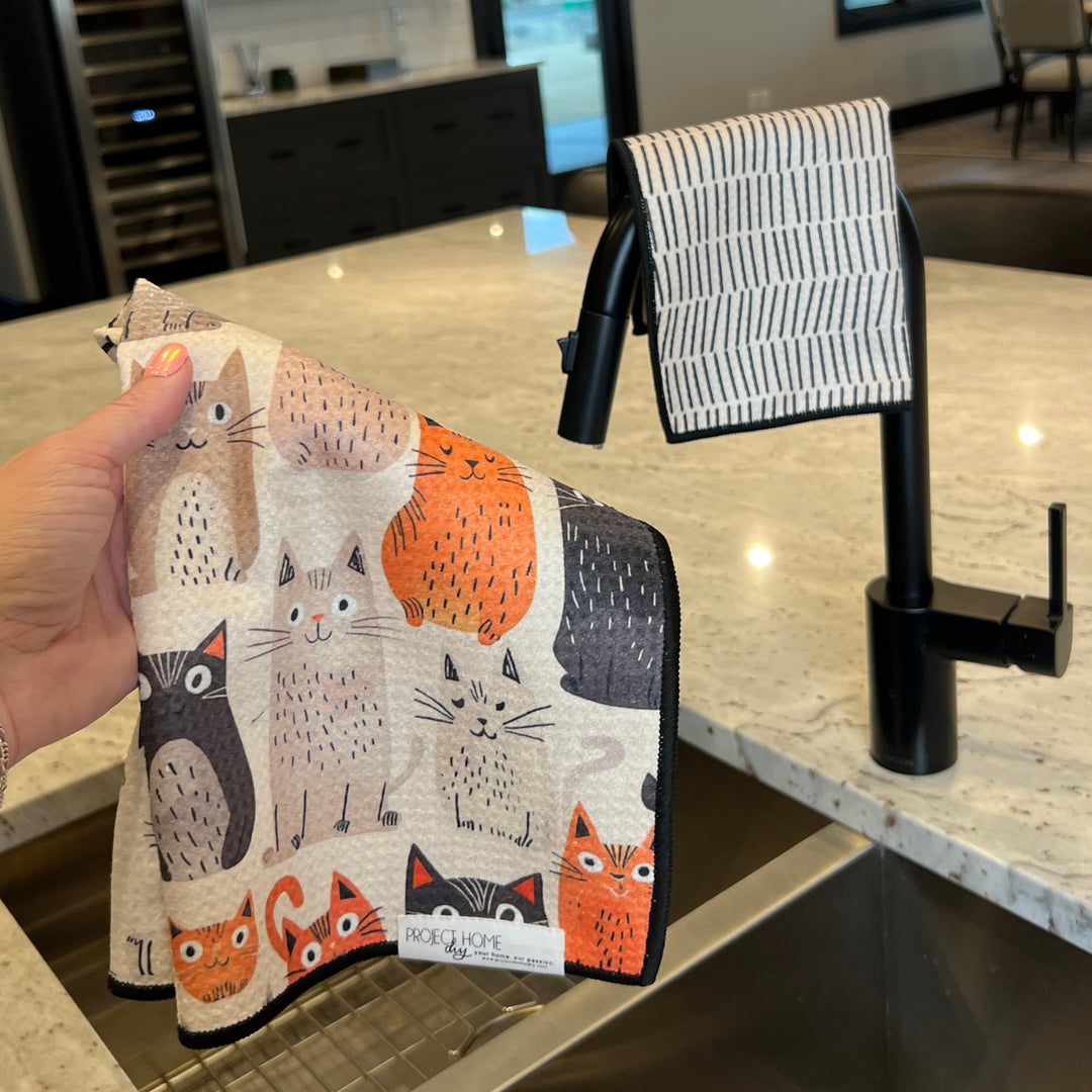 Cattitude | Waffle Weave Microfiber Towels Kitchen & Bath Hand Towels Reversible Hand Towel | Towel Collective | Cody, WY