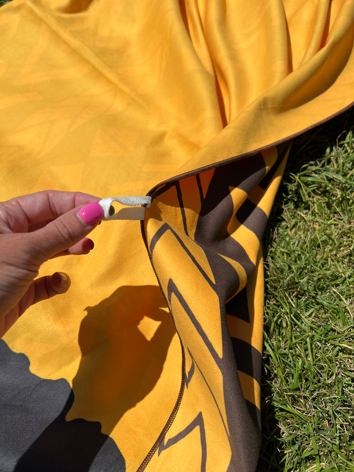 Home of the Brown & Gold Beach Towel | Microsuede Sand Resistant Pool Towel