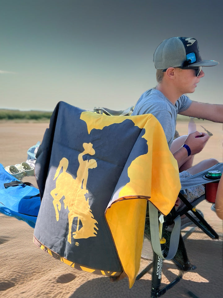 Home of the Brown & Gold Beach Towel | Microsuede Sand Resistant Pool Towel