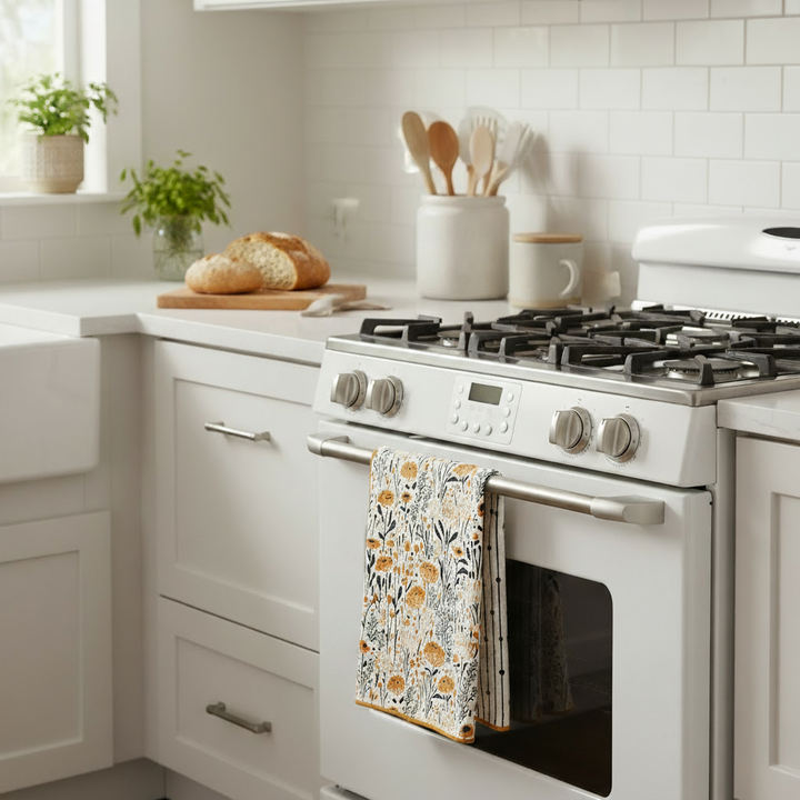 Marigold Mania | Waffle Weave Microfiber Towels Kitchen & Bath Hand Towels Reversible Hand Towel | Towel Collective | Cody, WY