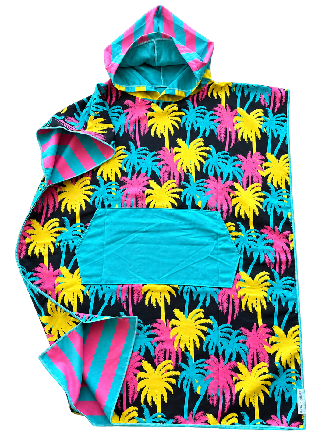 Neon Palm Hooded Towel Poncho | Reversible Microfiber Changing Poncho