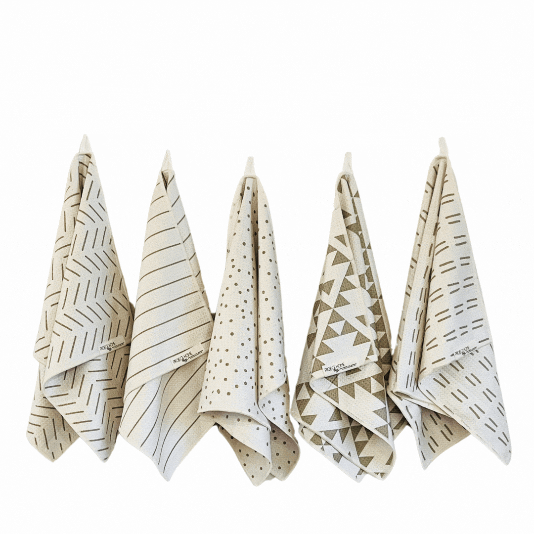 Neutral 5 Pack | Waffle Weave Microfiber Towels Kitchen & Bath Hand Towels Reversible Hand Towel | Towel Collective | Cody, WY