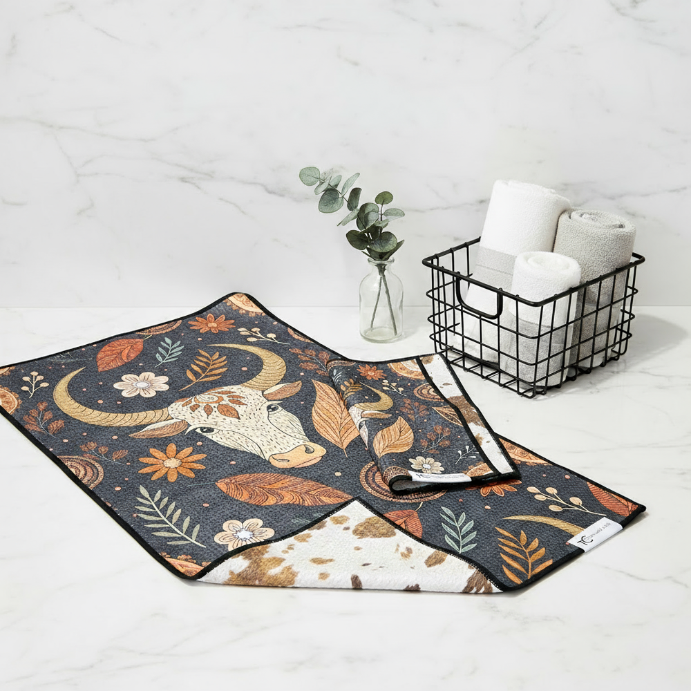 Ranch Boho | Waffle Weave Microfiber Towels Kitchen & Bath Hand Towels Reversible Hand Towel | Towel Collective | Cody, WY