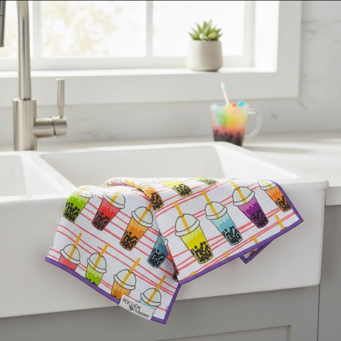 Boba Time | Waffle Weave Microfiber Towels Kitchen & Bath Hand Towels Reversible Hand Towel | Towel Collective | Cody, WY