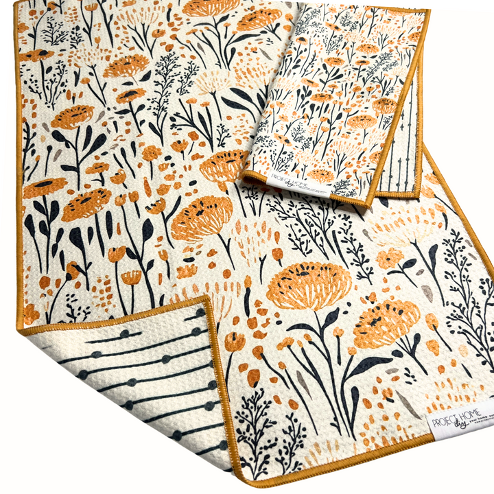 Marigold Mania | Waffle Weave Microfiber Towels Kitchen & Bath Hand Towels Reversible Hand Towel | Towel Collective | Cody, WY