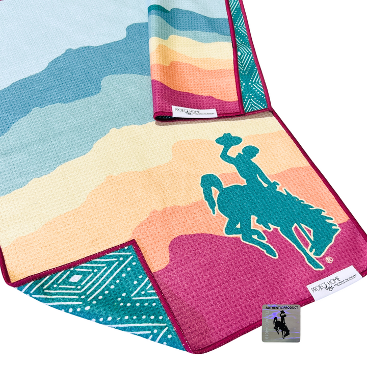 Summer Wyoming Cowboy | Waffle Weave Microfiber Towels Kitchen & Bath Hand Towels Reversible Hand Towel | Towel Collective | Cody, WY