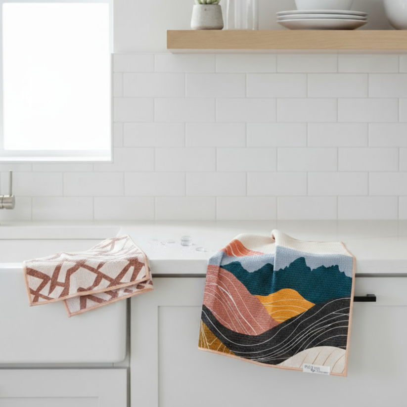 Wyoming Sunrise | Waffle Weave Microfiber Towels Kitchen & Bath Hand Towels Reversible Hand Towel | Towel Collective | Cody, WY