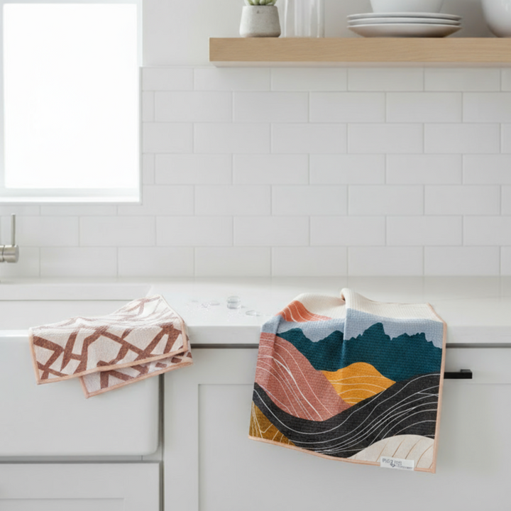 Wyoming Sunrise | Waffle Weave Microfiber Towels Kitchen & Bath Hand Towels Reversible Hand Towel | Towel Collective | Cody, WY