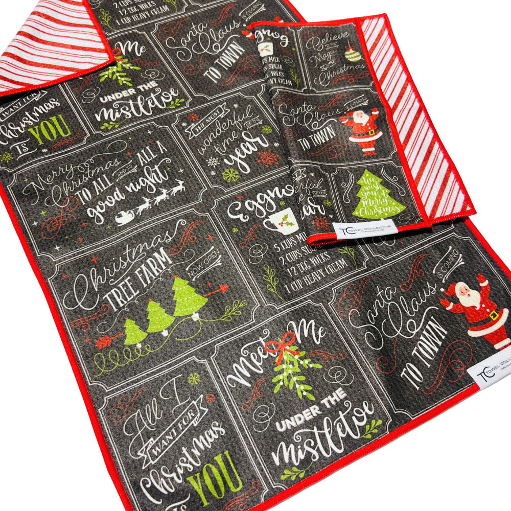 Festive Chalkboard | Waffle Weave Microfiber Towels Kitchen & Bath Hand Towels Reversible Hand Towel | Towel Collective | Cody, WY
