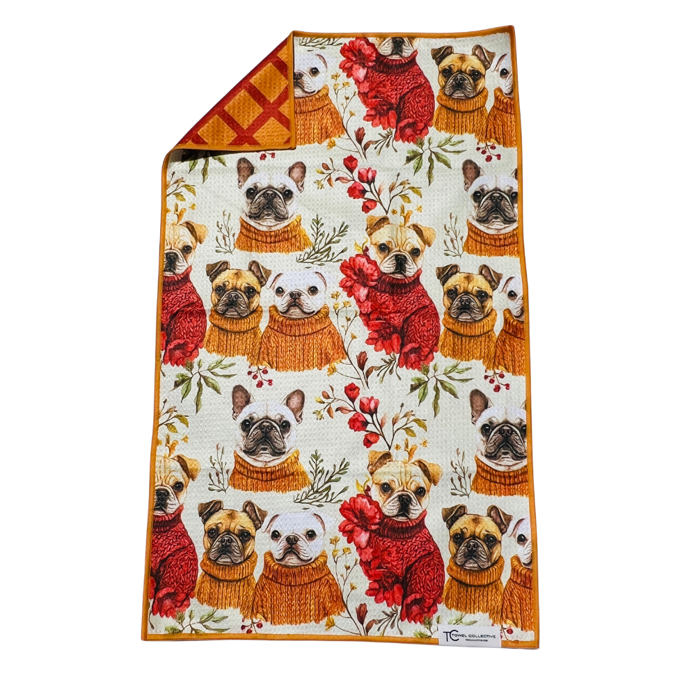 Autumn Pups | Waffle Weave Microfiber Towels Kitchen & Bath Hand Towels Reversible Hand Towel | Towel Collective | Cody, WY