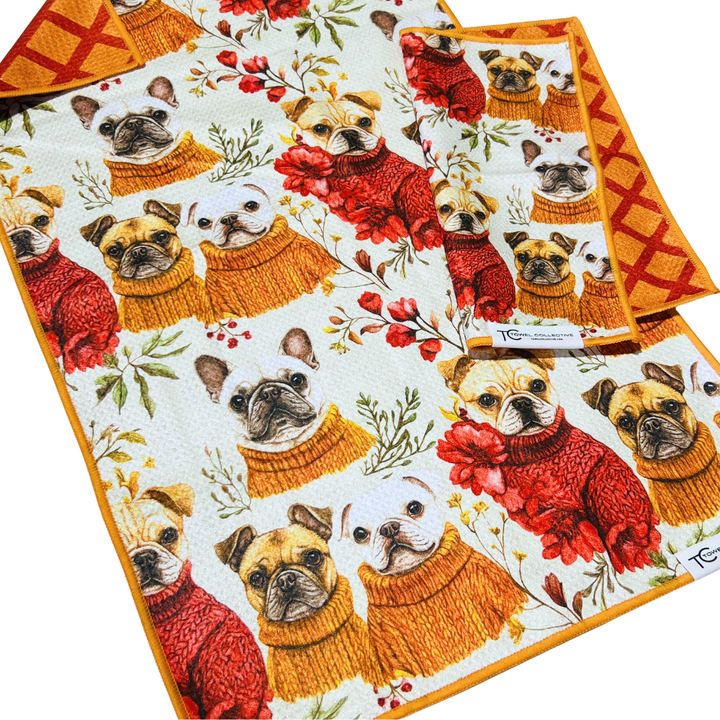 Autumn Pups | Waffle Weave Microfiber Towels Kitchen & Bath Hand Towels Reversible Hand Towel | Towel Collective | Cody, WY