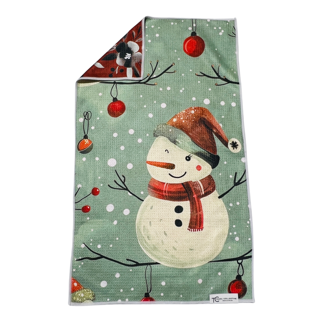 Jolly Snowman | Waffle Weave Microfiber Towels Kitchen & Bath Hand Towels Reversible Hand Towel | Towel Collective | Cody, WY