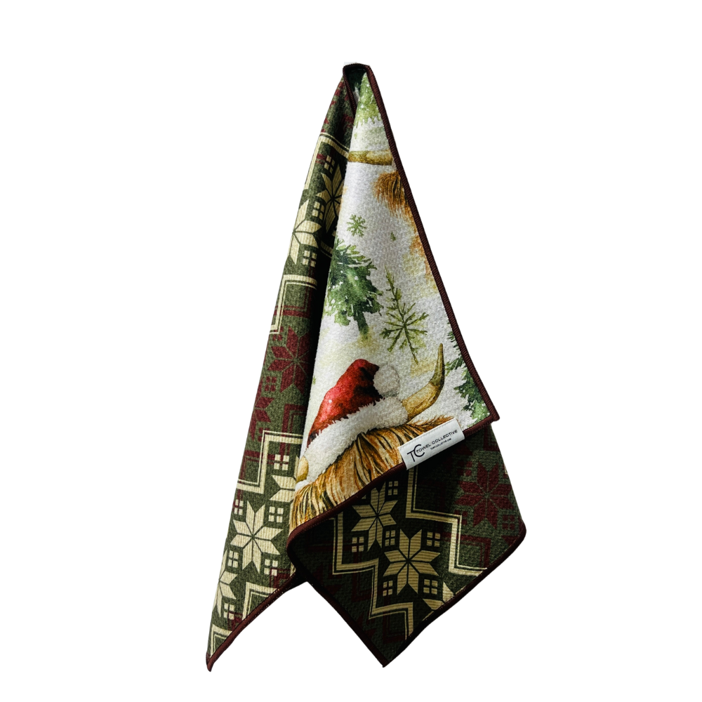 Highland Holiday | Waffle Weave Microfiber Towels Kitchen & Bath Hand Towels Reversible Hand Towel | Towel Collective | Cody, WY