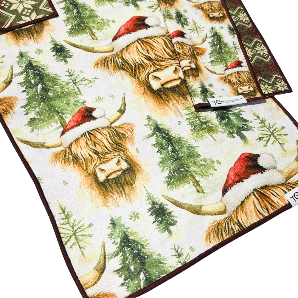 Highland Holiday | Waffle Weave Microfiber Towels Kitchen & Bath Hand Towels Reversible Hand Towel | Towel Collective | Cody, WY